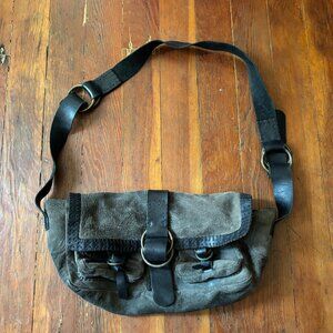 Vintage Y2K Suede & Leather Buckle Shoulder Bag Kitson Robertson LA